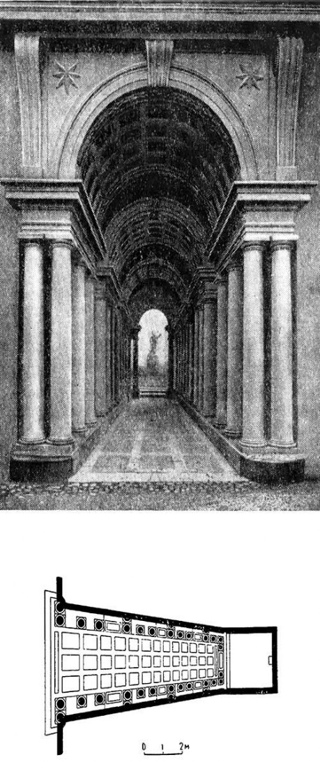 Рим. Палаццо Спада, перспективный коридор в саду, 1632—1638 гг. Ф. Борромини